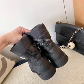 Chanel Winter Warm Wool Boots Black