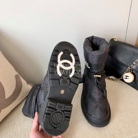 Chanel Winter Warm Wool Boots Black