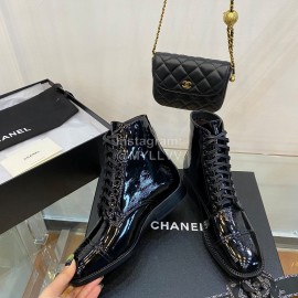 Chanel Calfskin Lace Up Boots Black