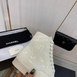 Chanel Calfskin Lace Up Boots White