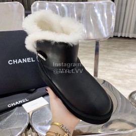 Chanel Winter Sheepskin Wool Boots Black