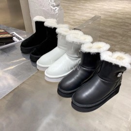 Chanel Winter Sheepskin Wool Boots Black
