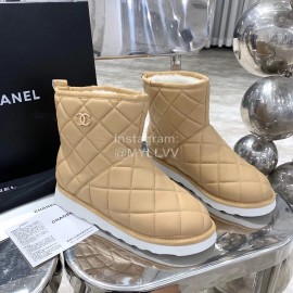 Chanel Winter Sheepskin Wool Boots Khaki