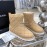 Chanel Winter Sheepskin Wool Boots Khaki
