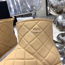 Chanel Winter Sheepskin Wool Boots Khaki
