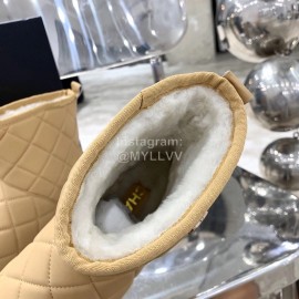 Chanel Winter Sheepskin Wool Boots Khaki