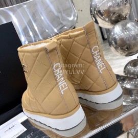 Chanel Winter Sheepskin Wool Boots Khaki