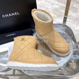 Chanel Winter Sheepskin Wool Boots Khaki
