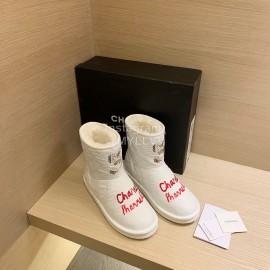 Chanel Winter Waterproof Fur Boots White