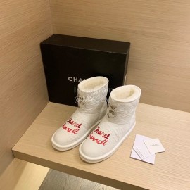 Chanel Winter Waterproof Fur Boots White