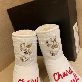 Chanel Winter Waterproof Fur Boots White