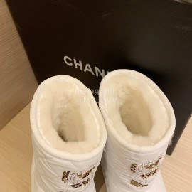 Chanel Winter Waterproof Fur Boots White