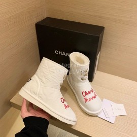 Chanel Winter Waterproof Fur Boots White