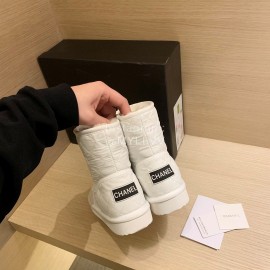 Chanel Winter Waterproof Fur Boots White