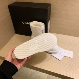 Chanel Winter Waterproof Fur Boots White