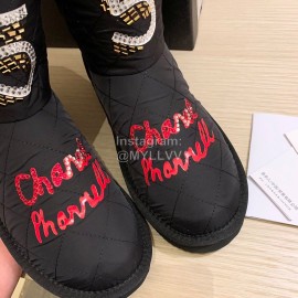 Chanel Winter Waterproof Fur Boots Black