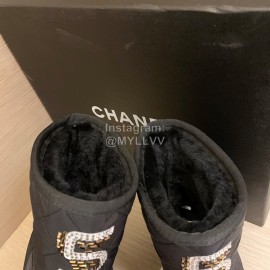 Chanel Winter Waterproof Fur Boots Black