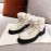 Chanel Winter Fur Lace Up Boots White