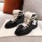 Chanel Winter Fur Lace Up Boots Black