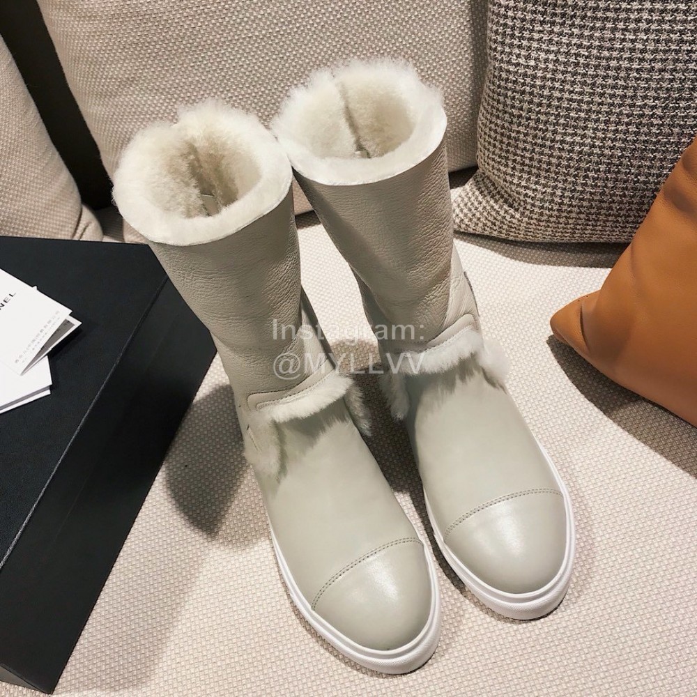 Chanel Beige Soft Sheepskin Boots