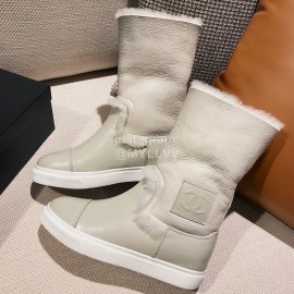 Chanel Beige Soft Sheepskin Boots