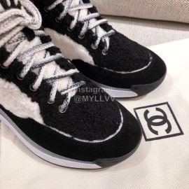 Chanel Winter Wool Sneakers Black