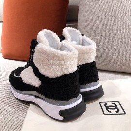 Chanel Winter Wool Sneakers Black