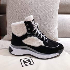 Chanel Winter Wool Sneakers Black