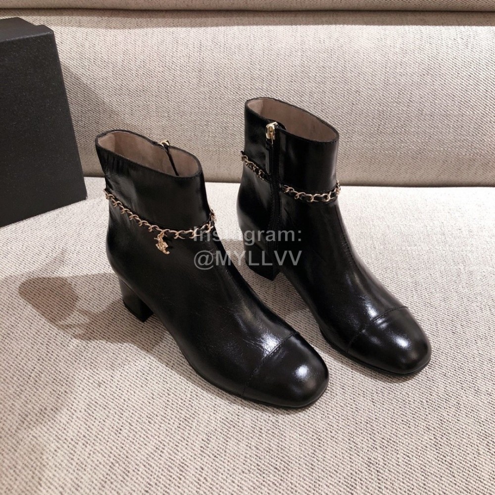 Chanel Black Thick Heel Boots
