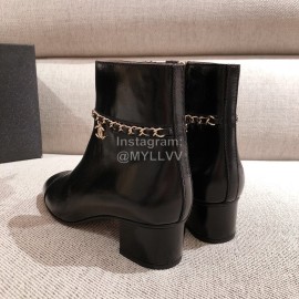 Chanel Black Thick Heel Boots