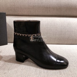 Chanel Black Thick Heel Boots