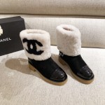Chanel Winter Warm Wool Boots White