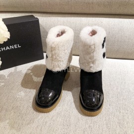 Chanel Winter Warm Wool Boots White