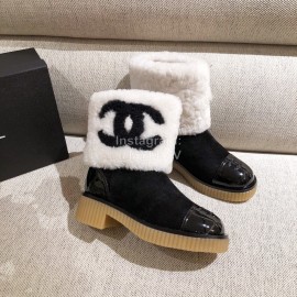 Chanel Winter Warm Wool Boots White