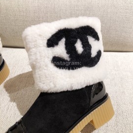 Chanel Winter Warm Wool Boots White