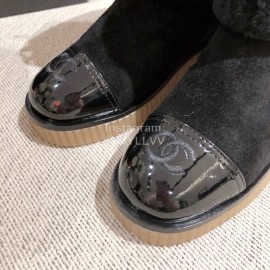 Chanel Winter Warm Wool Boots Black
