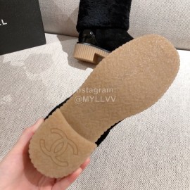 Chanel Winter Warm Wool Boots Black