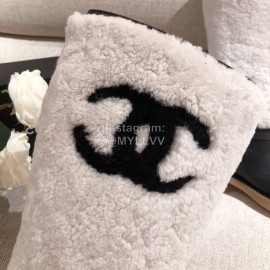 Chanel Winter Warm Wool High Tube Boots White