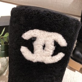 Chanel Winter Warm Wool High Tube Boots Black