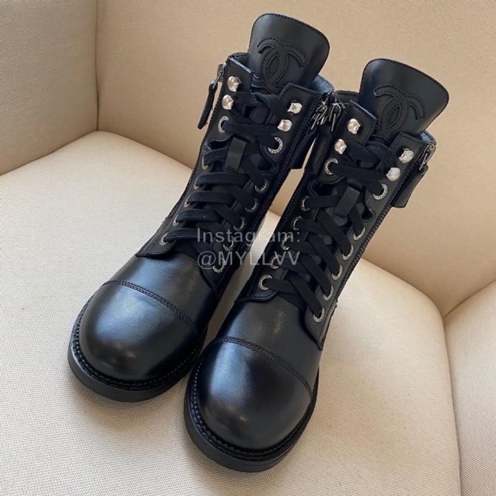 Chanel Calf Motorcycle Boots Black