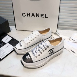 Chanel Canvas Sheepskin Inner Casual Sneakers White