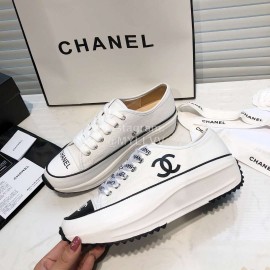 Chanel Canvas Sheepskin Inner Casual Sneakers White