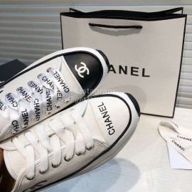 Chanel Canvas Sheepskin Inner Casual Sneakers White