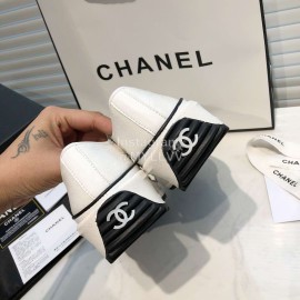 Chanel Canvas Sheepskin Inner Casual Sneakers White