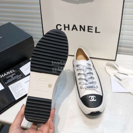 Chanel Canvas Sheepskin Inner Casual Sneakers White