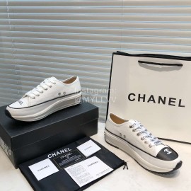 Chanel Canvas Sheepskin Inner Casual Sneakers White