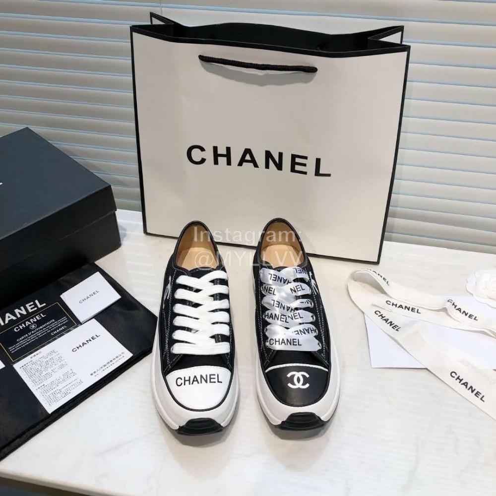 Chanel Canvas Sheepskin Inner Casual Sneakers Black