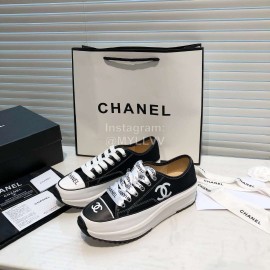 Chanel Canvas Sheepskin Inner Casual Sneakers Black