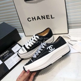 Chanel Canvas Sheepskin Inner Casual Sneakers Black