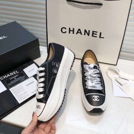Chanel Canvas Sheepskin Inner Casual Sneakers Black